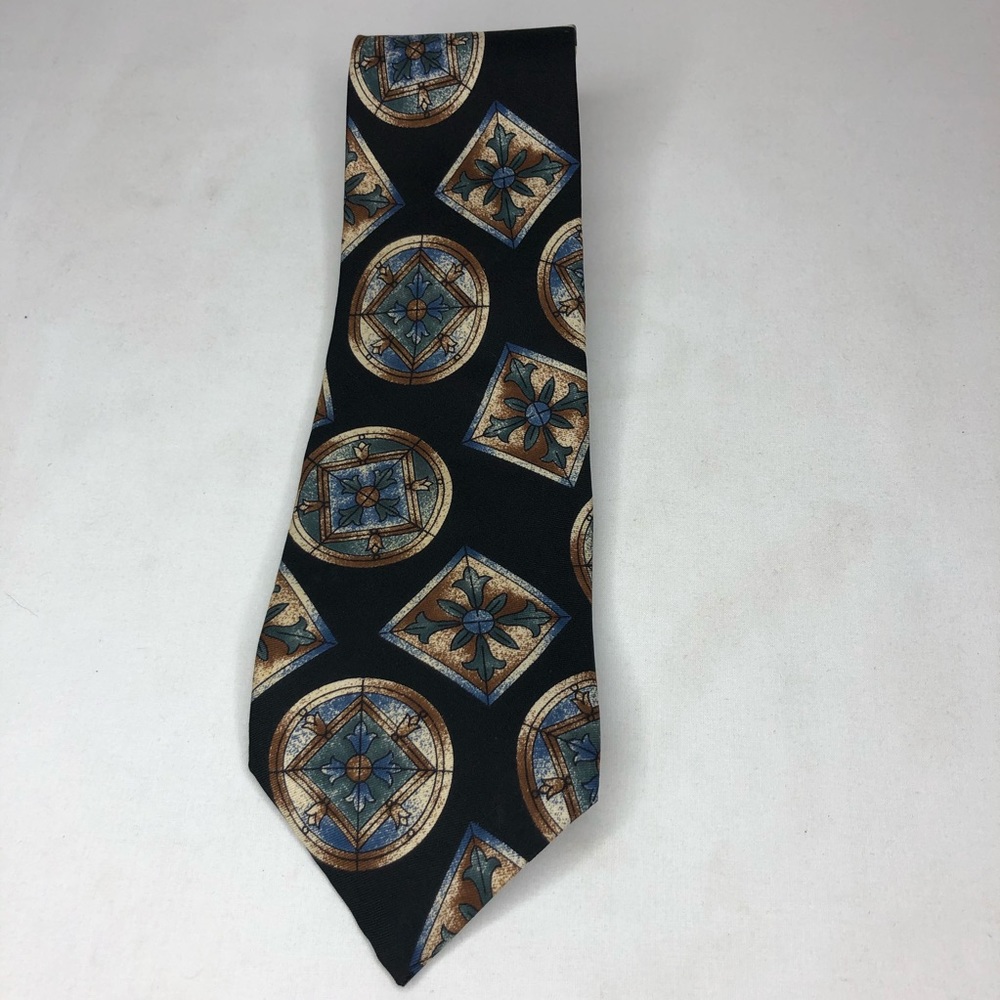 Oscar De La Renta Tie Black with Print